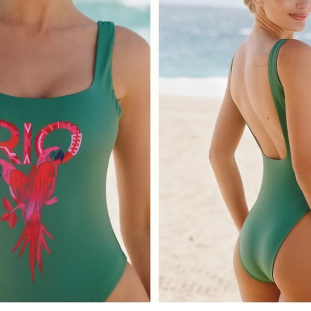 Farm Rio x Anthropologie Bathing Suit Parrot Resort Travel Beach Pool - Size M